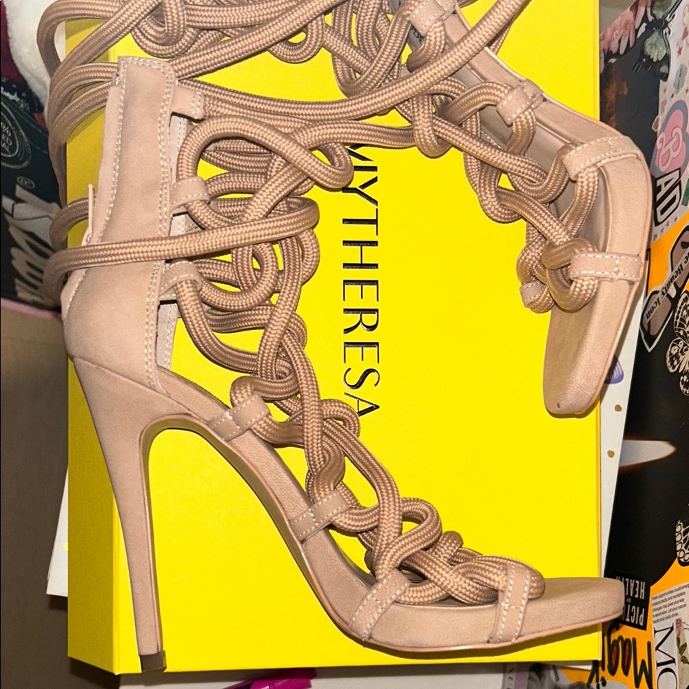 Steve Madden Tan Mauve Rope Strappy Heels